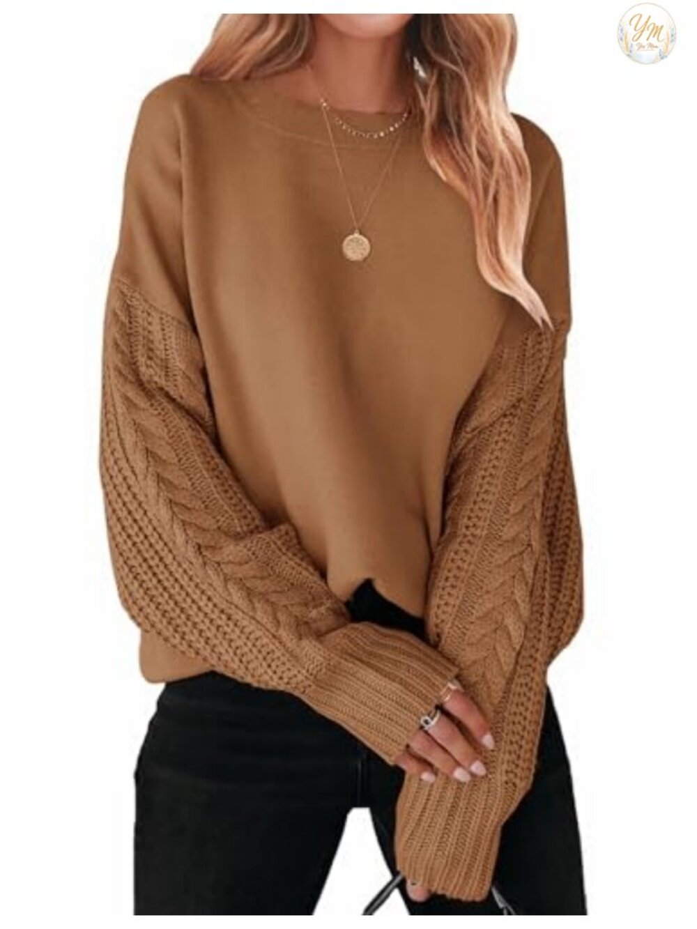 Cable Knit Oversized Sweater Women's Long Sleeve Pullover Tunic Top